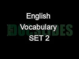 English Vocabulary SET 2