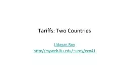 Tariffs: Two Countries Udayan Roy