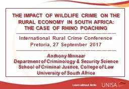THE  IMPACT OF WILDLIFE CRIME ON THE RURAL ECONOMY IN SOUTH AFRICA:
