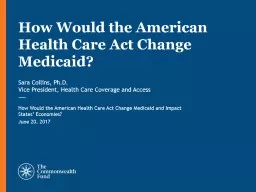 How Would the American Health Care Act Change Medicaid and Impact States’ Economies?