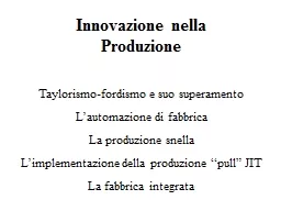 Innovazione nella Produzione