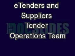 eTenders and Suppliers Tender Operations Team