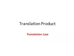 Translation Product Translation Loss