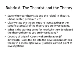 Rubric A: The Theorist and the Theory