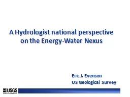 A Hydrologist national perspective on the Energy-Water Nexus