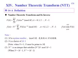 459 XIV.     Number Theoretic Transform (NTT)