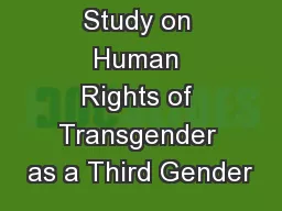 Study on Human Rights of Transgender as a Third Gender