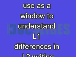 Language use as a window to understand L1 differences in L2 writing