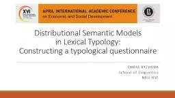 Distributional  Semantic Models