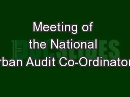 Meeting of the National Urban Audit Co-Ordinators,