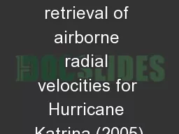 Coplane  retrieval of airborne radial velocities for Hurricane Katrina (2005)