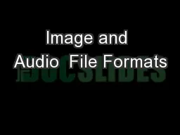 Image and Audio  File Formats