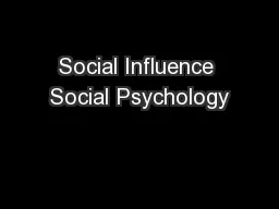 Social Influence Social Psychology