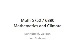Math 5750 / 6880 Mathematics and Climate
