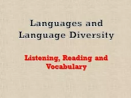 Languages  and Language Diversity