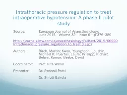 I ntrathoracic   pressure regulation to treat intraoperative hypotension: A phase II pilot