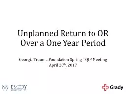 Unplanned Return to OR in a Level 1 Trauma Center