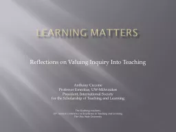 Learning Matters Reflections on