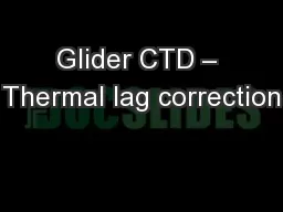 Glider CTD – Thermal lag correction