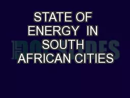 STATE OF ENERGY  IN SOUTH AFRICAN CITIES
