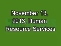 November 13, 2013, Human Resource Services