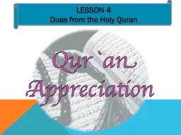 Qur`an  Appreciation LESSON 4