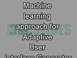 A research on Machine learning approach for Adaptive User Interface Generator
