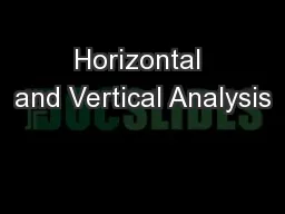 Horizontal and Vertical Analysis
