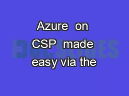 Azure  on CSP  made easy via the