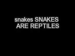 snakes SNAKES ARE REPTILES