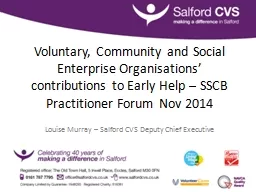 Voluntary, Community and Social Enterprise Organisations’ contributions to Early Help