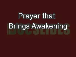 Prayer that Brings Awakening