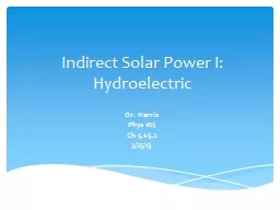 Indirect Solar Power I:  Hydroelectric