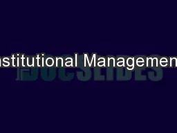 Institutional Management: