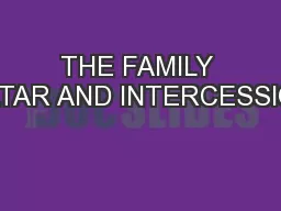THE FAMILY ALTAR AND INTERCESSION