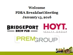 Welcome PDBA Breakfast Meeting