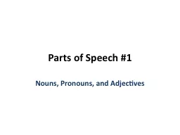 Parts of Speech #1 Nouns, Pronouns, and Adjectives