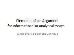 Elements of an Argument for informational or analytical essays