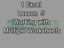 1 Excel Lesson  5 Working with Multiple Worksheets