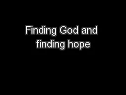 Finding God and finding hope