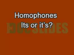 Homophones Its or it’s?