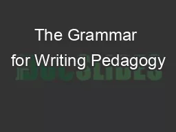 The Grammar for Writing Pedagogy