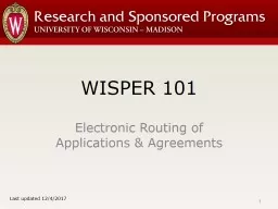 WISPER 101 Electronic Routing of Applications & Agreements