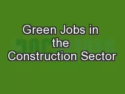 Green Jobs in the Construction Sector