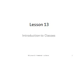 Lesson 13 Introduction to Classes