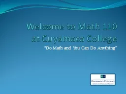 Welcome to Math 110  at Cuyamaca College