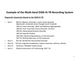Example of the Multi-Axial DSM-IV-TR Recording System