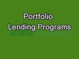 Portfolio Lending Programs