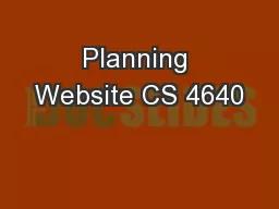 Planning Website CS 4640