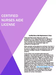 Certified nurses aide license